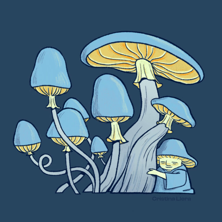 Dibujo setas azules con personaje